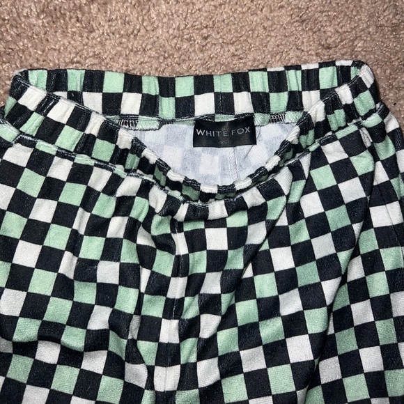 White Fox Tulum Vacay Mini Shorts Green Check Size XS - Picture 3 of 3